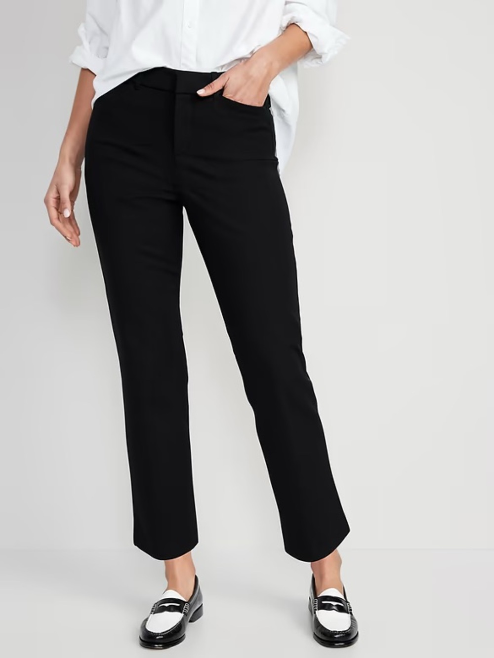 Old Navy Black High-Rise Pixie Straight Pants